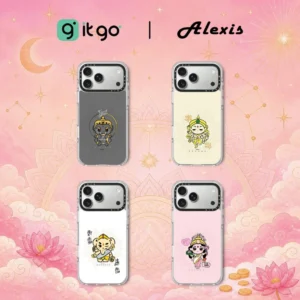 เคสขอบดำ Alexis Cartoon ST Clear - ลายสายมูเสริมดวงน่ารัก