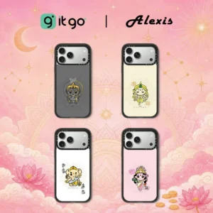 เคสขอบดำ Alexis Cartoon ST Black - ลายสายมูเสริมดวงน่ารัก